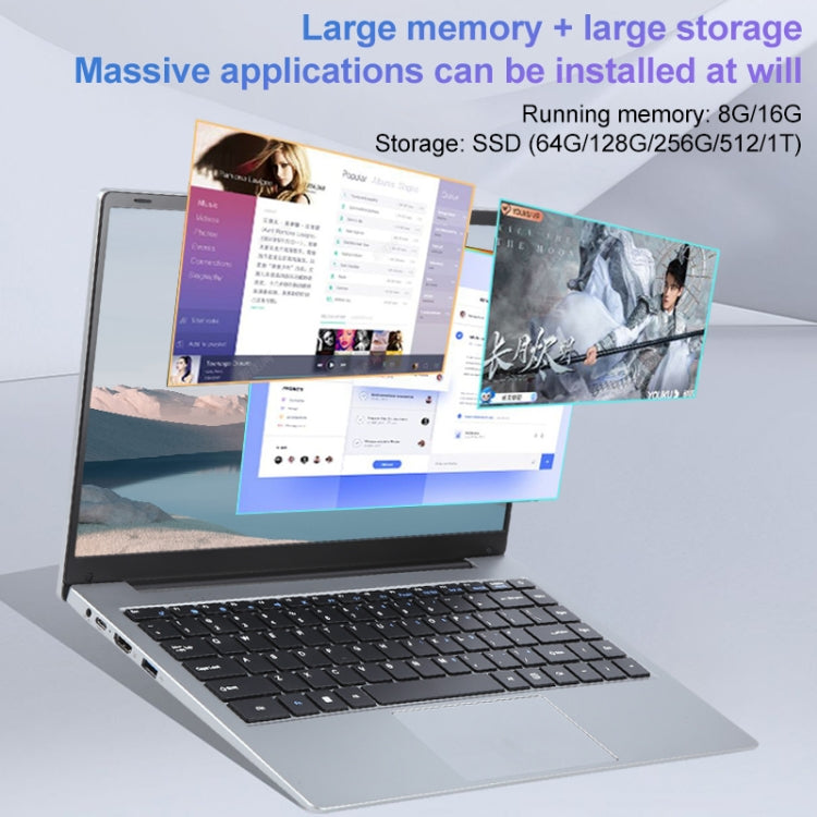 14 inch Windows 11 Laptop, 8GB+512GB, Gen 5th Intel Core i3 CPU, 180 Degree Rotation Axis(Silver) - Others by buy2fix | Online Shopping UK | buy2fix