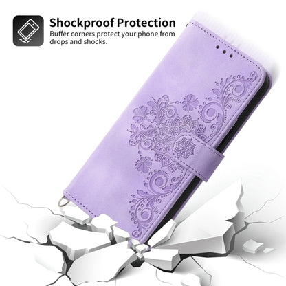 For Redmi K70 Ultra Skin Feel Flowers Embossed Wallet Leather Phone Case(Purple) - Xiaomi Cases by buy2fix | Online Shopping UK | buy2fix