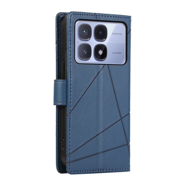 For Redmi K70 Ultra PU Genuine Leather Texture Embossed Line Phone Case(Blue) - Xiaomi Cases by buy2fix | Online Shopping UK | buy2fix