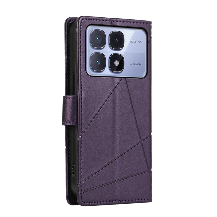 For Redmi K70 Ultra PU Genuine Leather Texture Embossed Line Phone Case(Purple) - Xiaomi Cases by buy2fix | Online Shopping UK | buy2fix