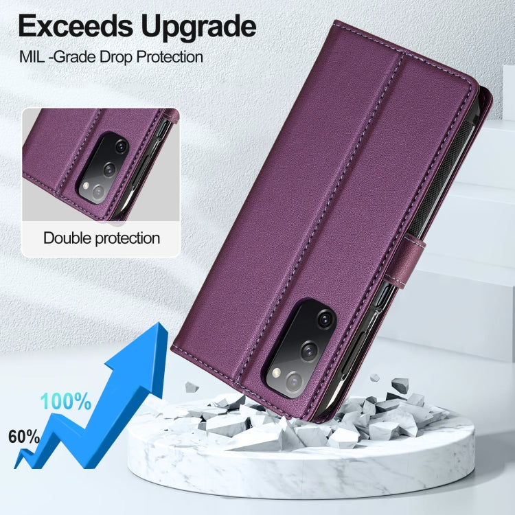 For Samsung Galaxy S20 FE 5G LC.IMEEKE L2 Series Detachable Magsafe PU Phone Case with Lanyard(Purple) - Galaxy Phone Cases by LC.IMEEKE | Online Shopping UK | buy2fix