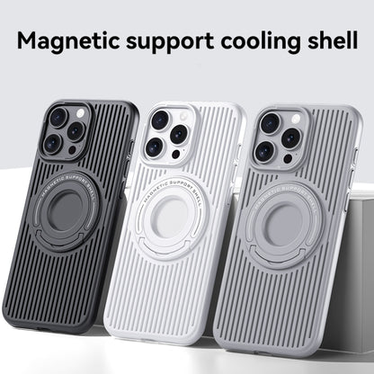 For iPhone 16 Pro Cooling MagSafe Magnetic Phone Case with Trolley Bracket(Black) - iPhone 16 Pro Cases by buy2fix | Online Shopping UK | buy2fix