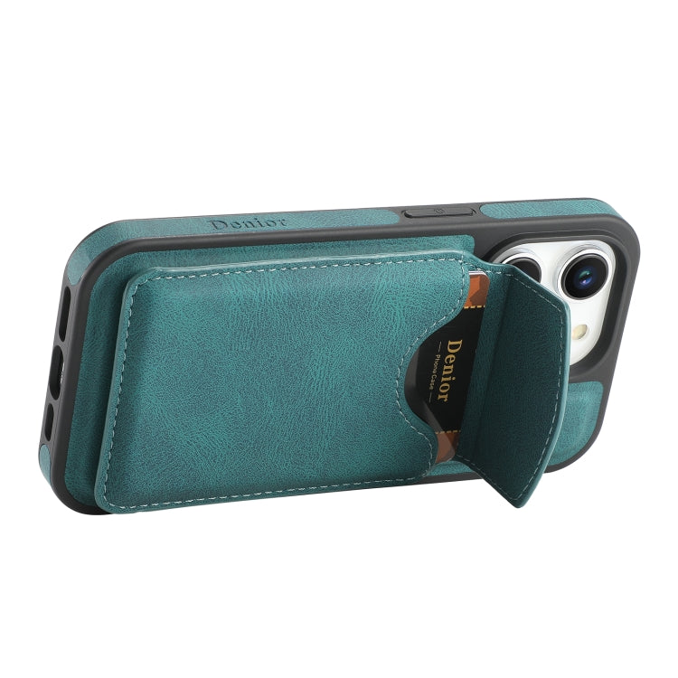 For iPhone 16 Pro Denior D20 Skin Feel MagSafe Holder Detachable Card Slot Phone Case(Blue) - iPhone 16 Pro Cases by Denior | Online Shopping UK | buy2fix