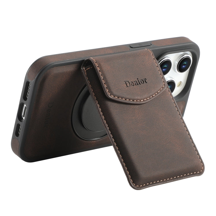 For iPhone 13 Pro Max Denior D20 Skin Feel MagSafe Holder Detachable Card Slot Phone Case(Brown) - iPhone 13 Pro Max Cases by Denior | Online Shopping UK | buy2fix