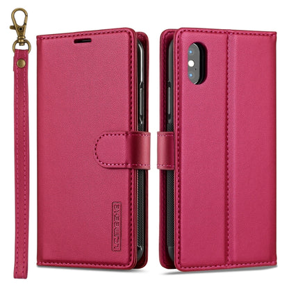 For iPhone X / XS LC.IMEEKE L2 Series Detachable Magsafe PU Phone Case with Lanyard(Red) - More iPhone Cases by LC.IMEEKE | Online Shopping UK | buy2fix