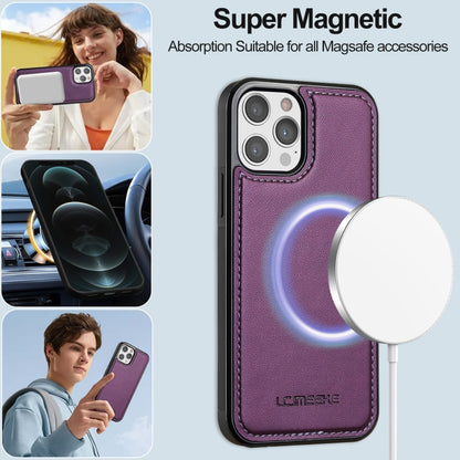 For iPhone 12 / 12 Pro LC.IMEEKE L2 Series Detachable Magsafe PU Phone Case with Lanyard(Purple) - iPhone 12 / 12 Pro Cases by LC.IMEEKE | Online Shopping UK | buy2fix