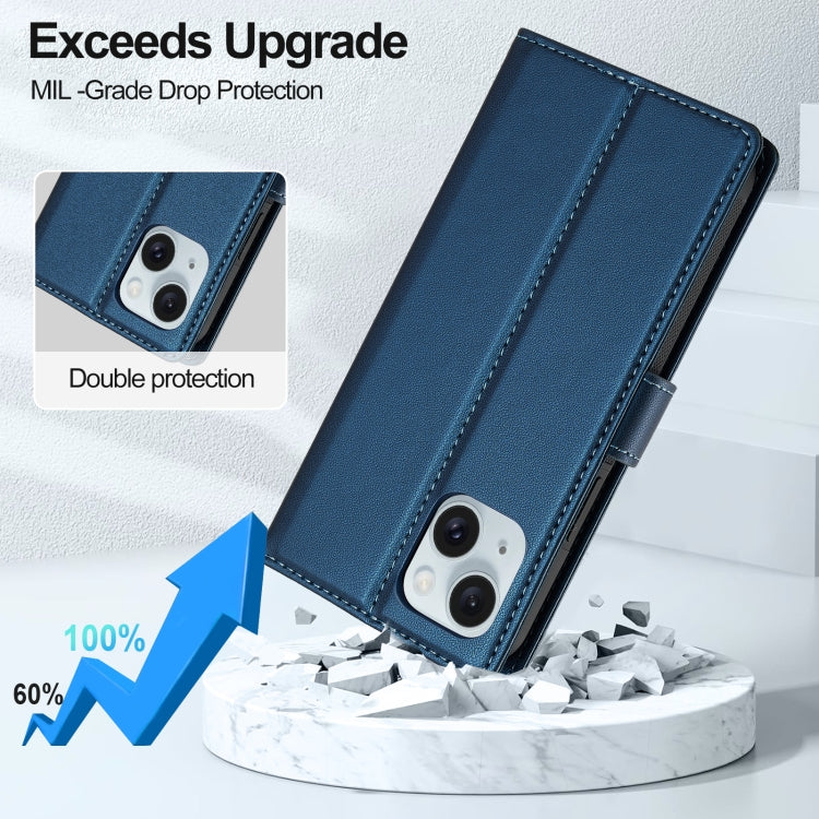 For iPhone 13 LC.IMEEKE L2 Series Detachable Magsafe PU Phone Case with Lanyard(Blue) - iPhone 13 Cases by LC.IMEEKE | Online Shopping UK | buy2fix