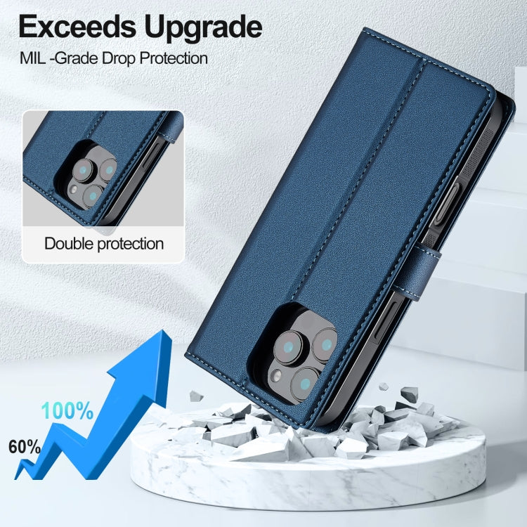 For iPhone 16 Pro LC.IMEEKE L2 Series Detachable Magsafe PU Phone Case with Lanyard(Blue) - iPhone 16 Pro Cases by LC.IMEEKE | Online Shopping UK | buy2fix