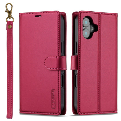 For iPhone 16 LC.IMEEKE L2 Series Detachable Magsafe PU Phone Case with Lanyard(Red) - iPhone 16 Cases by LC.IMEEKE | Online Shopping UK | buy2fix