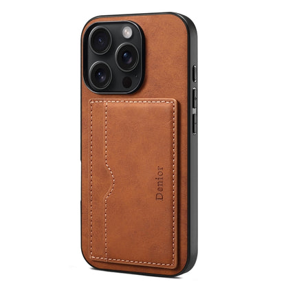 For iPhone 16 Pro Denior D08 PU Single Card Slot Holder Phone Case(Brown) - iPhone 16 Pro Cases by Denior | Online Shopping UK | buy2fix