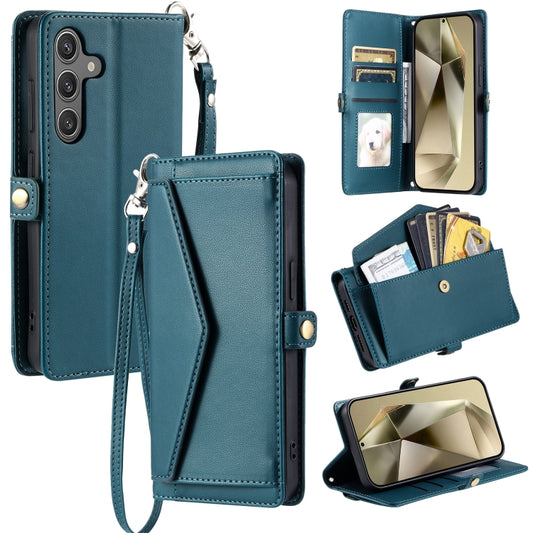 For Samsung Galaxy S25 5G Wallet Multi-card Slot Leather Phone Case with Lanyard(Green) - Galaxy S25 5G Cases by buy2fix | Online Shopping UK | buy2fix