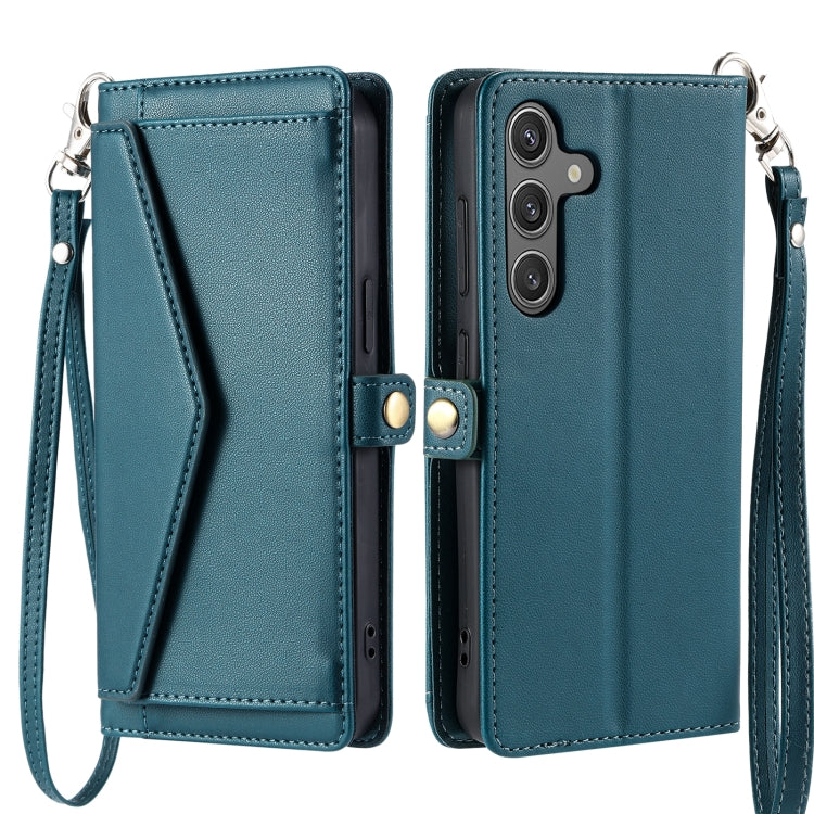 For Samsung Galaxy S25+ 5G Wallet Multi-card Slot Leather Phone Case with Lanyard(Green) - Galaxy S25+ 5G Cases by buy2fix | Online Shopping UK | buy2fix