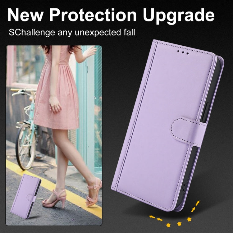 For Google Pixel 9 Pro XL Skin Feel Pure Color Card Slots Leather Phone Case with Dual Lanyard(Purple) - Google Cases by buy2fix | Online Shopping UK | buy2fix