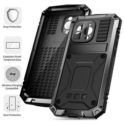 For iPhone 16 Pro Max R-JUST Life Waterproof Dustproof Shockproof Phone Case(Black) - iPhone 16 Pro Max Cases by R-JUST | Online Shopping UK | buy2fix