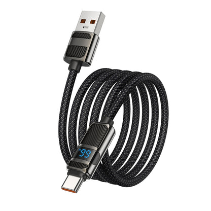 hoco U137 USB to USB-C / Type-C 5A Line Charging Data Cable with Display, Length:1.2m(White) - USB-C & Type-C Cable by hoco | Online Shopping UK | buy2fix