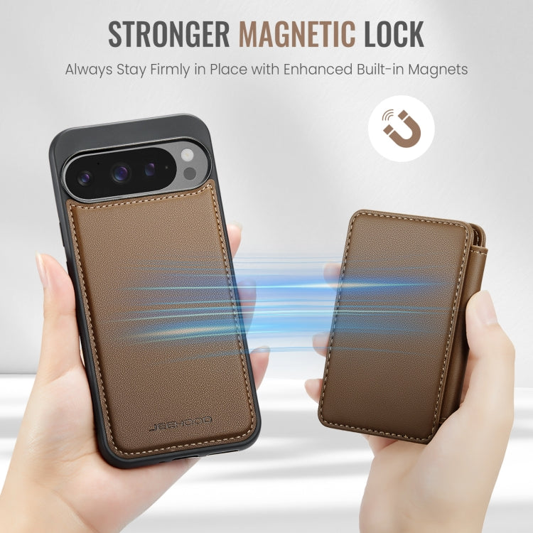 For Google Pixel 9 Pro XL JEEHOOD J05 Business Magnetic Style RFID Leather Phone Case(Brown) - Google Cases by JEEHOOD | Online Shopping UK | buy2fix