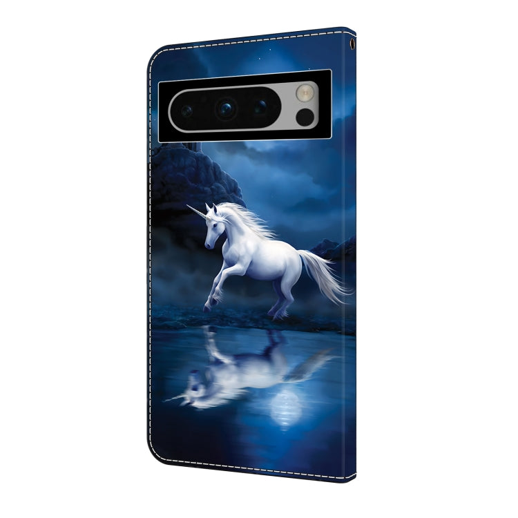 For Google Pixel 9 Pro XL Crystal Painted Leather Phone case(White Horse) - Google Cases by buy2fix | Online Shopping UK | buy2fix