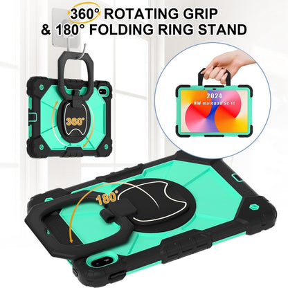 For Huawei Matepad SE 11 2024 Contrast Color Robot Silicone Hybrid PC Tablet Case(Black Mint Green) - Huawei by buy2fix | Online Shopping UK | buy2fix