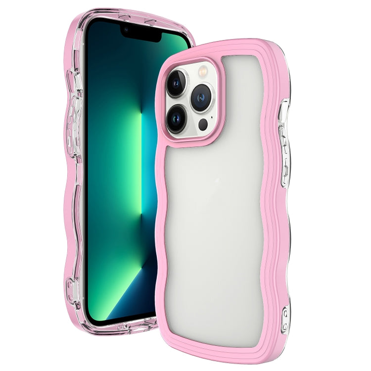 For iPhone 16 Pro Candy Color Wave TPU Clear PC Phone Case(Pink) - iPhone 16 Pro Cases by buy2fix | Online Shopping UK | buy2fix