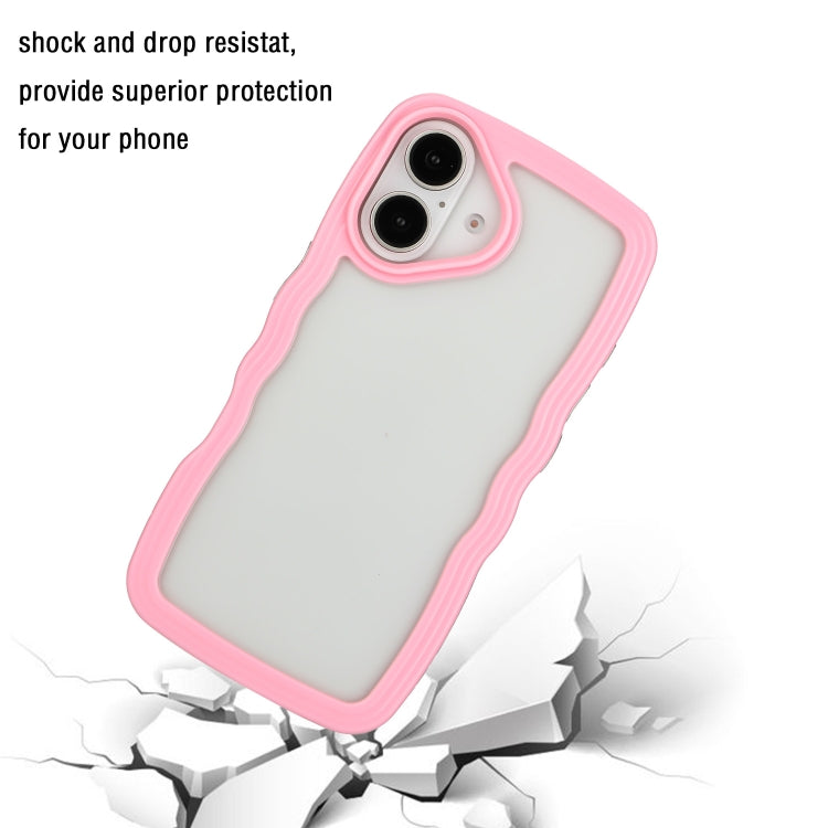 For iPhone 16 Plus Candy Color Wave TPU Clear PC Phone Case(Pink) - iPhone 16 Plus Cases by buy2fix | Online Shopping UK | buy2fix