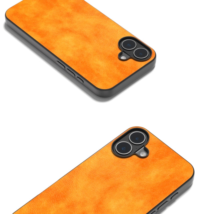 For iPhone 16 Dual Color Lichi Texture PU Phone Case(Orange) - iPhone 16 Cases by buy2fix | Online Shopping UK | buy2fix