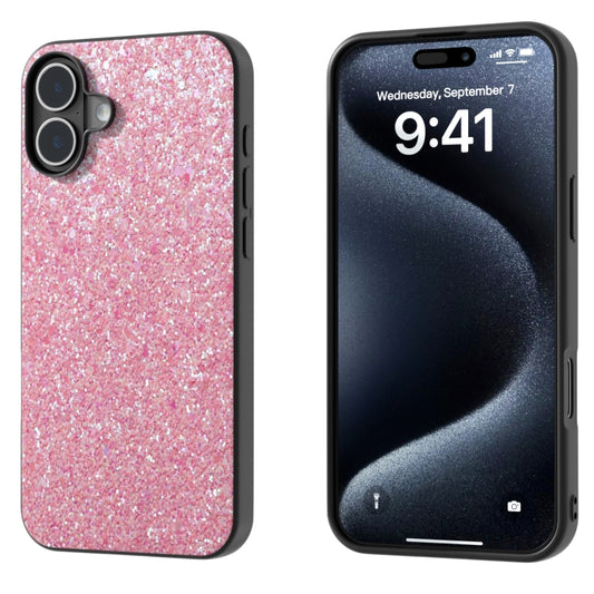 For iPhone 16 Plus Black Frame Colorful Glitter Phone Case(Purple Pink) - iPhone 16 Plus Cases by buy2fix | Online Shopping UK | buy2fix