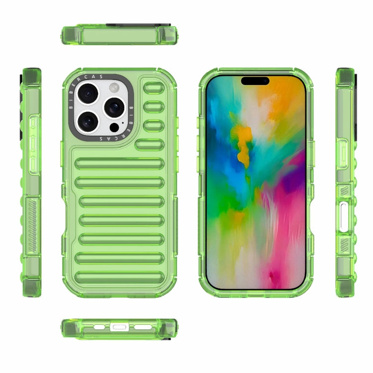 For iPhone 16 Pro High Transparency TPU Hybrid PC Airbag Phone Case(Transparent Green) - iPhone 16 Pro Cases by buy2fix | Online Shopping UK | buy2fix