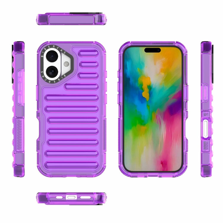 For iPhone 16 High Transparency TPU Hybrid PC Airbag Phone Case(Transparent Purple) - iPhone 16 Cases by buy2fix | Online Shopping UK | buy2fix