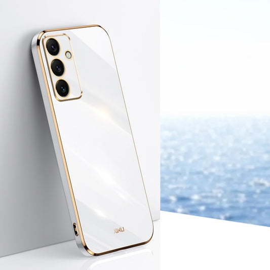 For Samsung Galaxy S24 FE 5G XINLI Straight 6D Plating Gold Edge TPU Phone Case(White) - Galaxy S24 FE 5G Cases by XINLI | Online Shopping UK | buy2fix