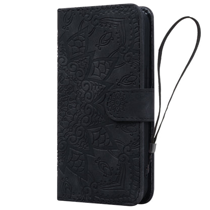 For Google Pixel 9 Pro XL Mandala Embossed Dual-Fold Calf Leather Phone Case(Black) - Google Cases by buy2fix | Online Shopping UK | buy2fix