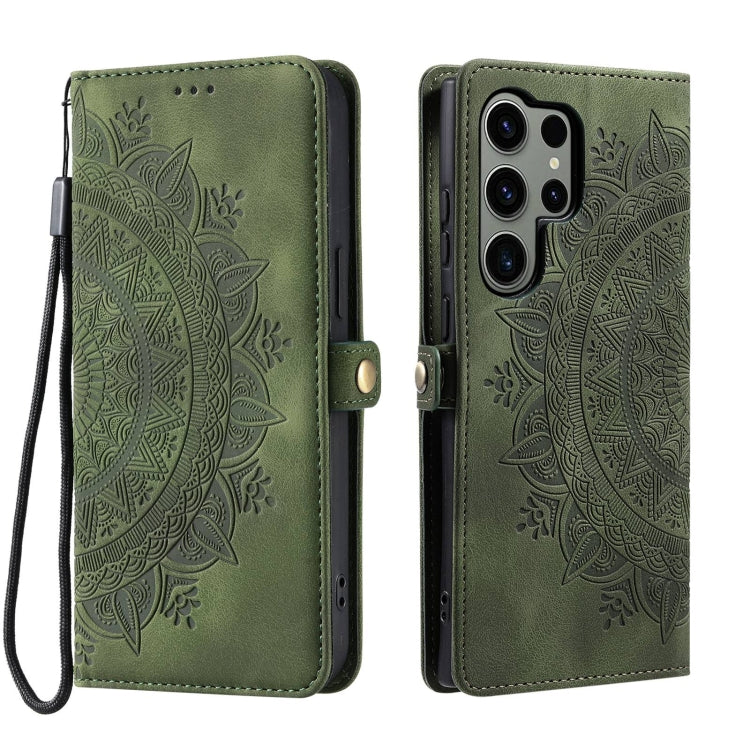 For Samsung Galaxy S25 Ultra 5G Skin Feel Totem Embossed Leather Phone Case(Deep Green) - Galaxy S25 Ultra 5G Cases by buy2fix | Online Shopping UK | buy2fix