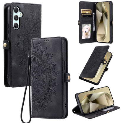 For Samsung Galaxy S25 5G Skin Feel Totem Embossed Leather Phone Case(Black) - Galaxy S25 5G Cases by buy2fix | Online Shopping UK | buy2fix