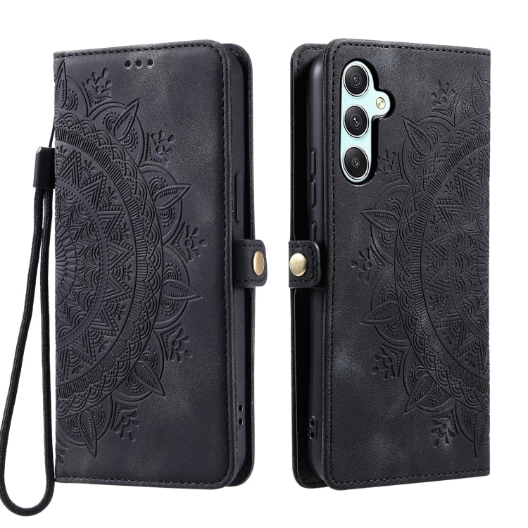 For Samsung Galaxy S25 5G Skin Feel Totem Embossed Leather Phone Case(Black) - Galaxy S25 5G Cases by buy2fix | Online Shopping UK | buy2fix