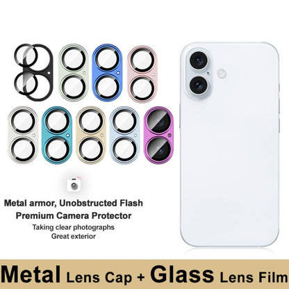 For iPhone 16 / 16 Plus IMAK Metal Armor Premium Camera Protector Film(Sky Blue) - iPhone 16 Tempered Glass by imak | Online Shopping UK | buy2fix