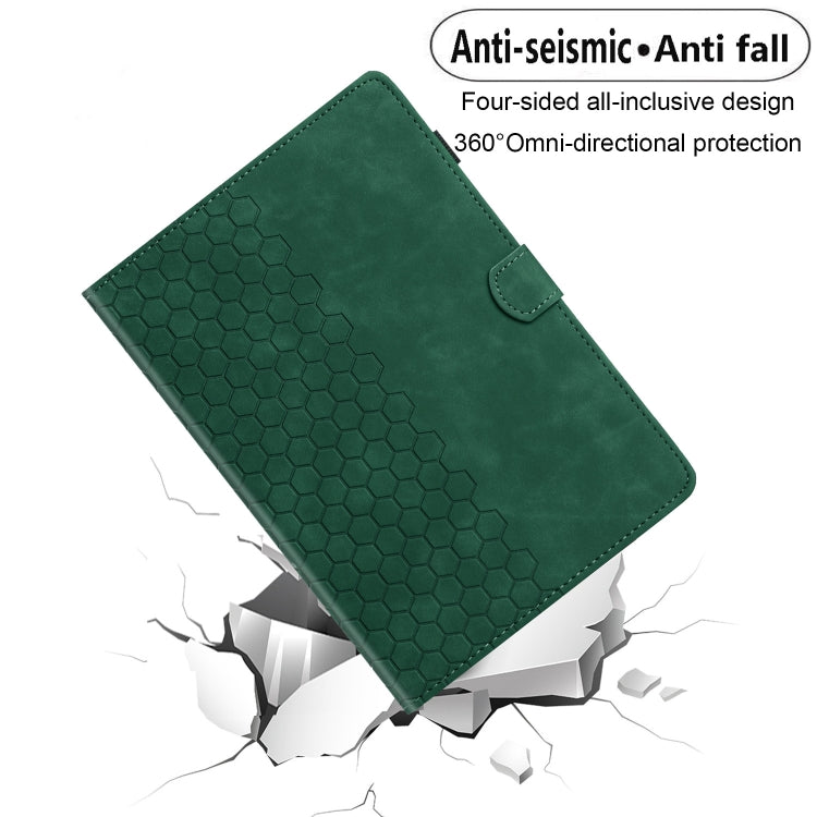 For iPad Pro 11 2024 / Air 10.9 2022 Honeycomb Embossed Leather Smart Tablet Case(Green) - iPad Pro 11 2024 Cases by buy2fix | Online Shopping UK | buy2fix