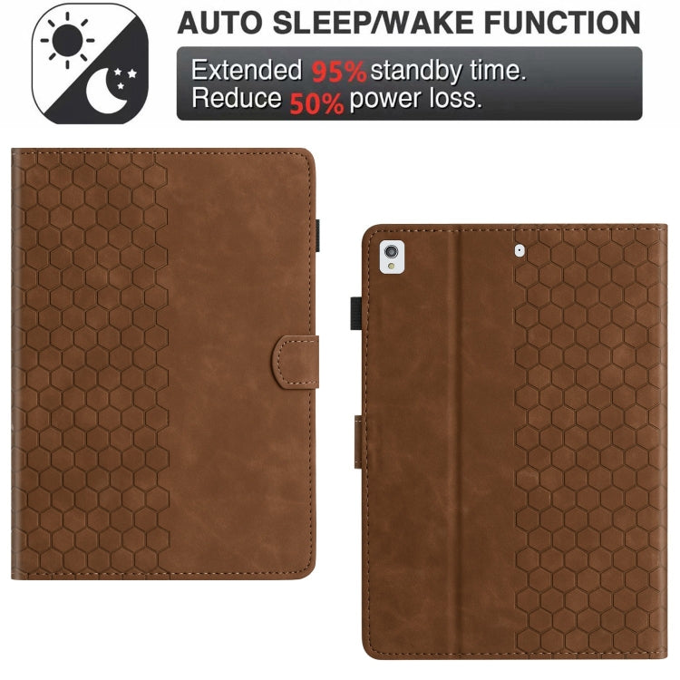 For Samsung Galaxy Tab A7 2020 T500 Honeycomb Embossed Leather Smart Tablet Case(Brown) - Other Galaxy Tab PC by buy2fix | Online Shopping UK | buy2fix