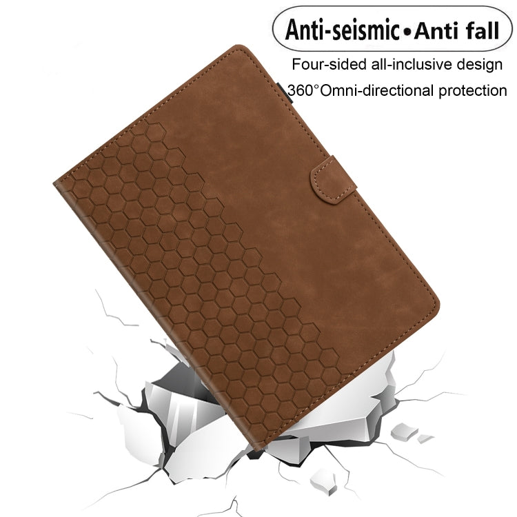 For Samsung Galaxy Tab A7 2020 T500 Honeycomb Embossed Leather Smart Tablet Case(Brown) - Other Galaxy Tab PC by buy2fix | Online Shopping UK | buy2fix