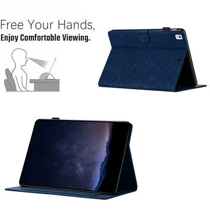 For Samsung Galaxy Tab S6 Lite P610 Honeycomb Embossed Leather Smart Tablet Case(Blue) - Tab S6 Lite P610 / P615 by buy2fix | Online Shopping UK | buy2fix