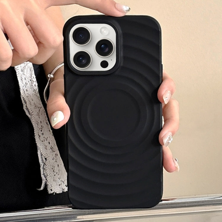 For iPhone 16 Pro Frosted Wave Texture MagSafe Magnetic TPU Phone Case(Black) - iPhone 16 Pro Cases by buy2fix | Online Shopping UK | buy2fix