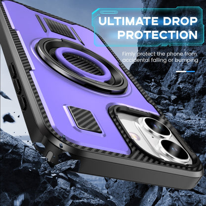 For iPhone 16 Plus Ring Holder Carbon Fiber PC Hybrid TPU Phone Case(Purple) - iPhone 16 Plus Cases by buy2fix | Online Shopping UK | buy2fix