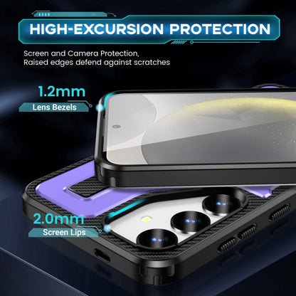 For Samsung Galaxy S25 5G Ring Holder Carbon Fiber PC Hybrid TPU Phone Case(Purple) - Galaxy S25 5G Cases by buy2fix | Online Shopping UK | buy2fix