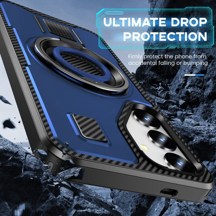 For Samsung Galaxy S25+ 5G Ring Holder Carbon Fiber PC Hybrid TPU Phone Case(Blue) - Galaxy S25+ 5G Cases by buy2fix | Online Shopping UK | buy2fix