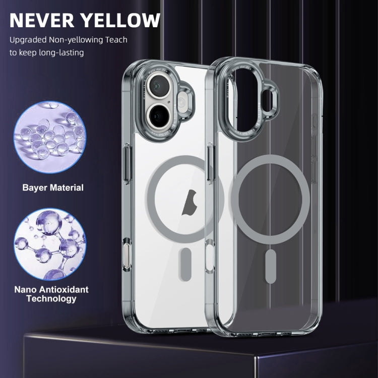 For iPhone 16 Plus Ice Color Magnetic Series Magsafe Magnetic PC Hybrid TPU Phone Case(Grey) - iPhone 16 Plus Cases by buy2fix | Online Shopping UK | buy2fix