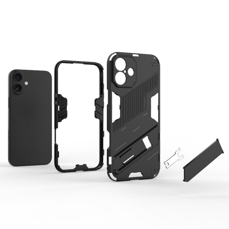 For iPhone 16 Punk Armor 2 in 1 PC + TPU Phone Case with Holder(Black) - iPhone 16 Cases by buy2fix | Online Shopping UK | buy2fix