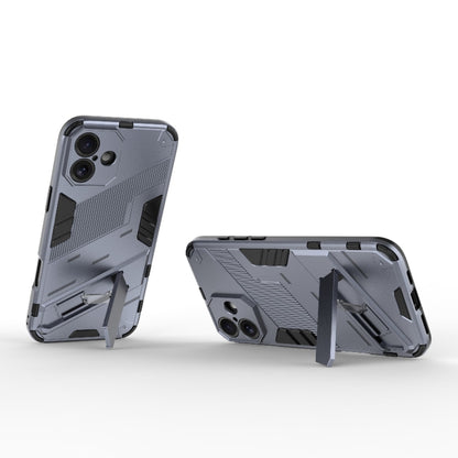 For iPhone 16 Punk Armor 2 in 1 PC + TPU Phone Case with Holder(Grey) - iPhone 16 Cases by buy2fix | Online Shopping UK | buy2fix