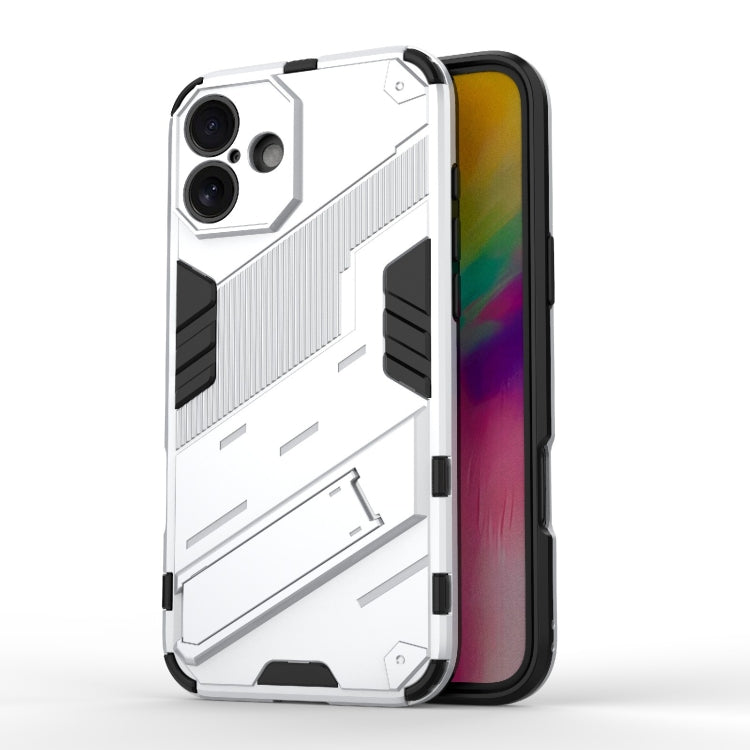 For iPhone 16 Punk Armor 2 in 1 PC + TPU Phone Case with Holder(White) - iPhone 16 Cases by buy2fix | Online Shopping UK | buy2fix