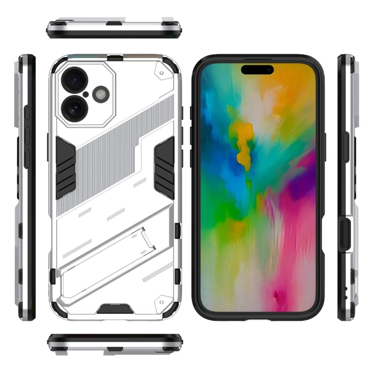 For iPhone 16 Punk Armor 2 in 1 PC + TPU Phone Case with Holder(White) - iPhone 16 Cases by buy2fix | Online Shopping UK | buy2fix