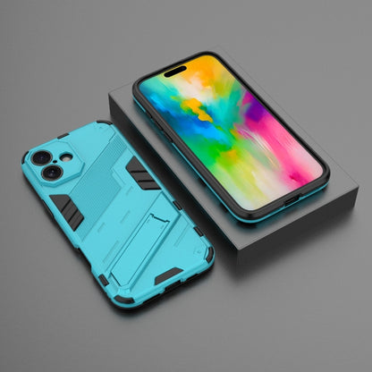 For iPhone 16 Punk Armor 2 in 1 PC + TPU Phone Case with Holder(Blue) - iPhone 16 Cases by buy2fix | Online Shopping UK | buy2fix