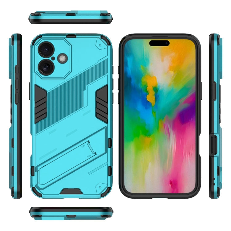 For iPhone 16 Punk Armor 2 in 1 PC + TPU Phone Case with Holder(Blue) - iPhone 16 Cases by buy2fix | Online Shopping UK | buy2fix