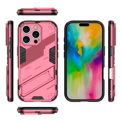 For iPhone 16 Pro Max Punk Armor 2 in 1 PC + TPU Phone Case with Holder(Light Red) - iPhone 16 Pro Max Cases by buy2fix | Online Shopping UK | buy2fix